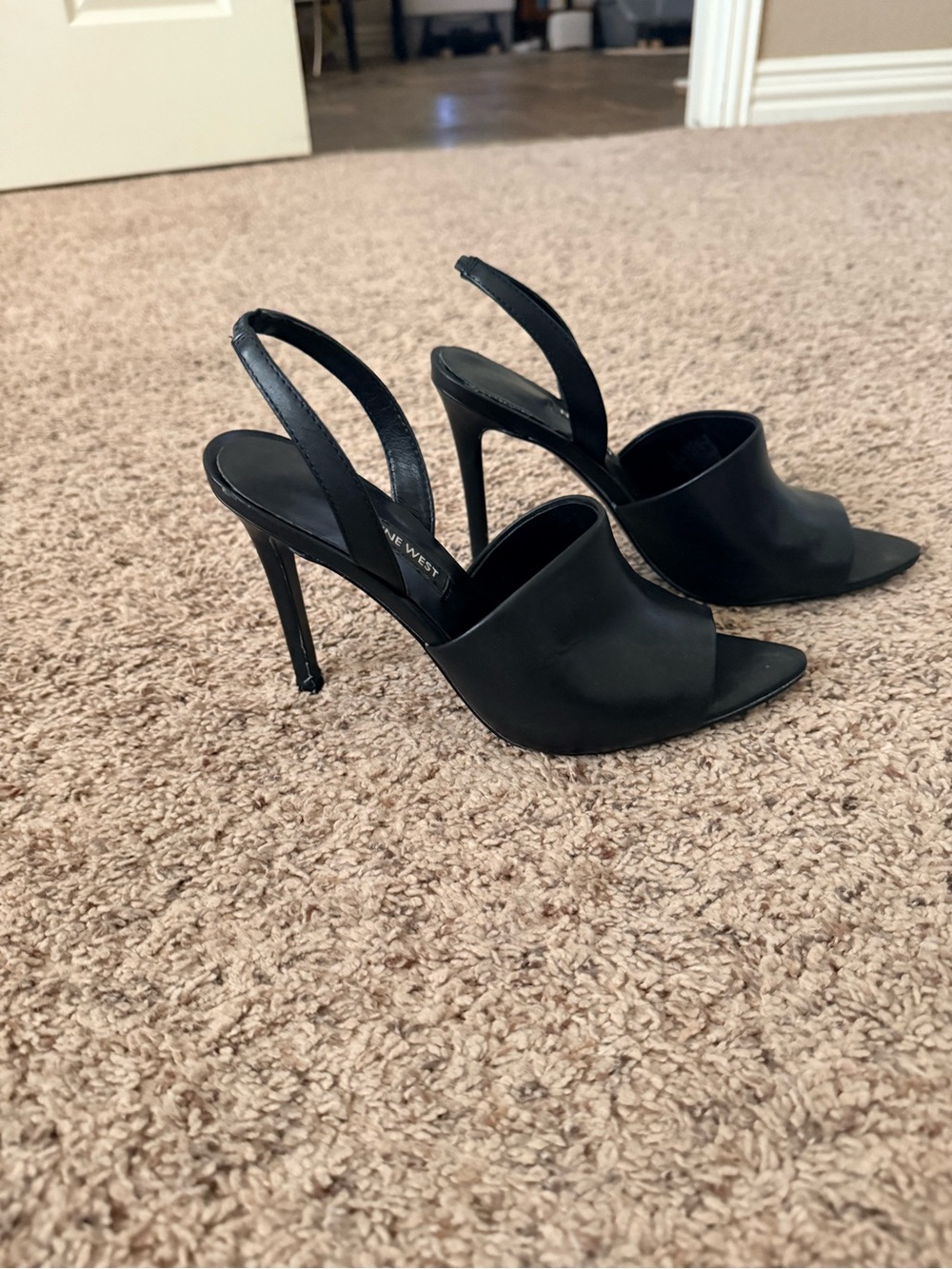 Nine West Black Open-Toe Slingback Heels